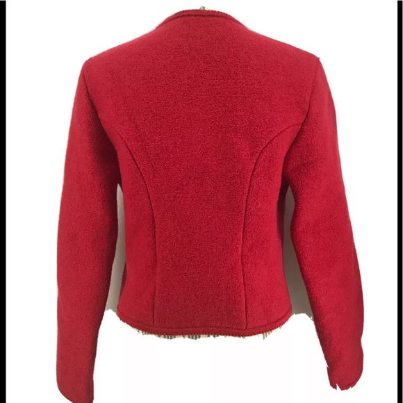 Geiger Boiled Wool Jacket 40 US 8-10 Red Austria - Picture 3 of 5